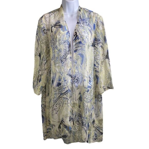 Chico's Women’s Multicolor Paisley Kimono Cardigan‎ Size 2 Large Lagenlook Boho - Picture 1 of 11